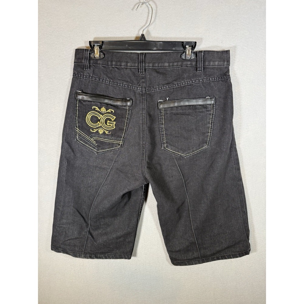 Vintage Coogi Y2K Baggy Denim Jorts Shorts Hip-Hop Leather Embroidered Men's 36